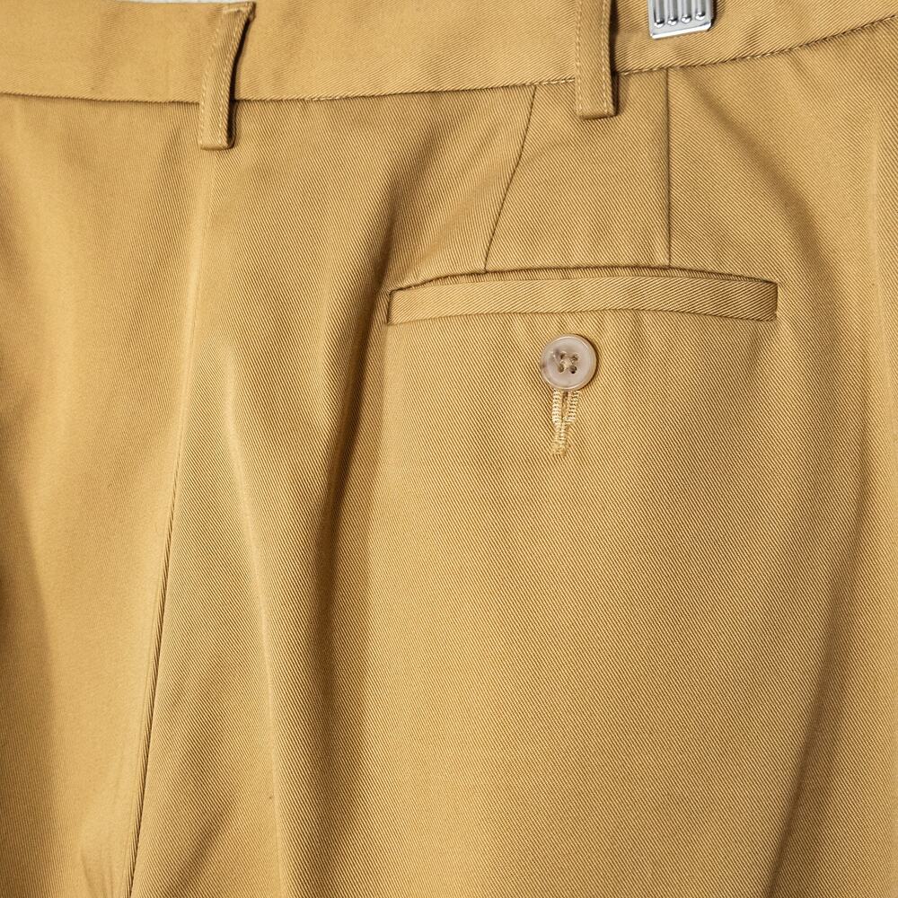 Lands End Khaki Pleated Trousers Size 12 Minimalist Officewear Pants - Picture 5 of 8